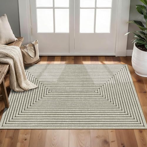 2x3 Entryway Rug Small Modern Abstract Door Mat (Beige / 2' x 3' (Rectangular))