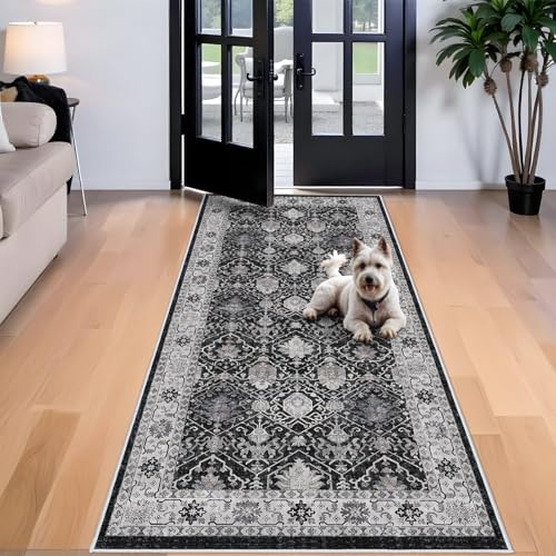 Washable 4x8 Hallway Runner Rug (4' x 8' (Rectangular) / Black/Navy)