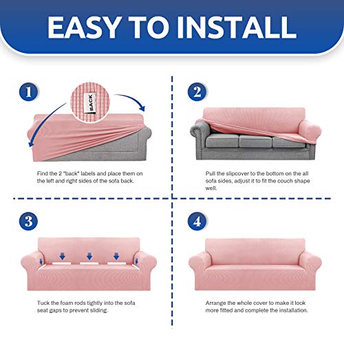 Stretch Oversized Couch Covers for Sofa Slipcover (Dusty Pink / X-Large)