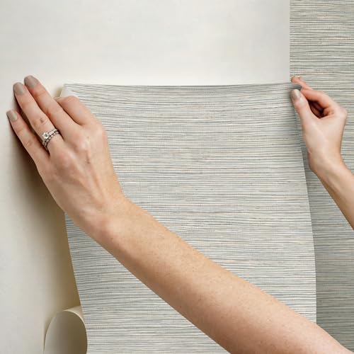 Neutral Jade Dimensional Grasscloth Peel and Stick Wallpaper (Neutral Jade)