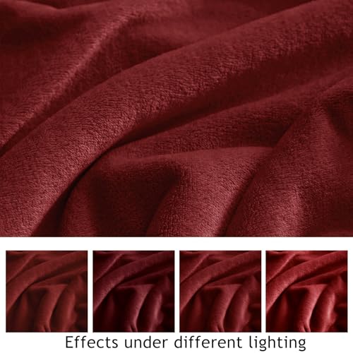 Fleece Blanket Twin Size Burgundy Lightweight Super Soft Cozy Fuzzy Bed Blankets Microfiber Factory Shop (Burgundy / Twin(60"x80"))