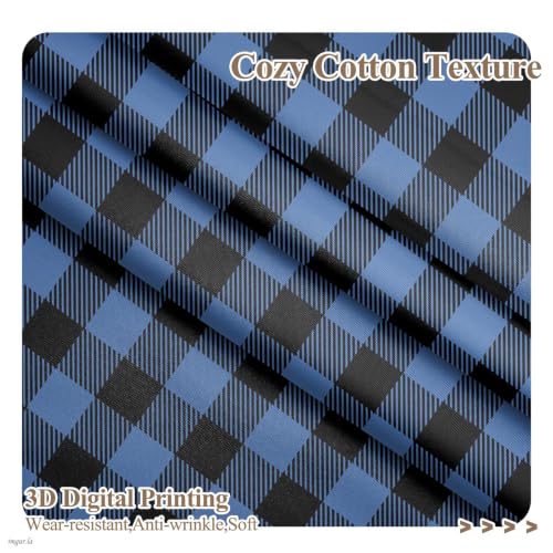 Blue Buffalo Check Kitchen Curtains Sink Plaid Gingham Cafe Short Curtains (Deep Blue / 26"W x 45"L (Pack of 2))