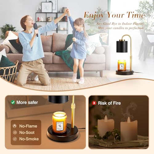 Dimmable Candle Warmer Lamp with Timer (Black Gold)