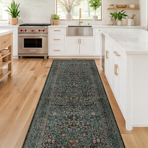 Vintage 3x8 Wide Runners for Hallways (Dark Green / Black / 3' x 8' (Runner))