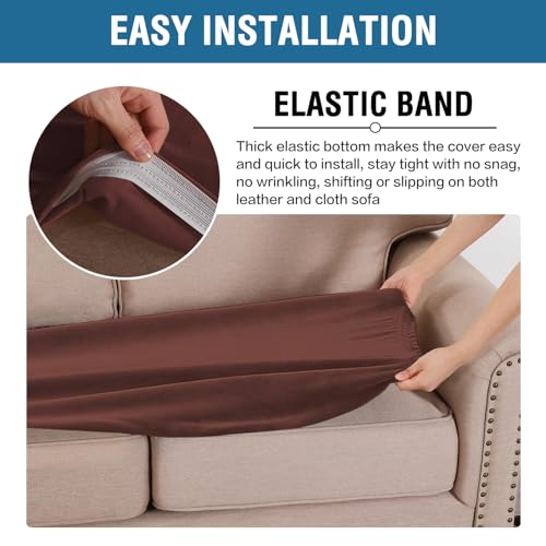 Velvet Stretch Individual Couch Cushion Cover Plush Cushion Slipcover for Loveseat Sofa Cushion Furniture Protector Seat Cushion Sofa Cover (Burnt Brick / 1 Cushion Sofa)