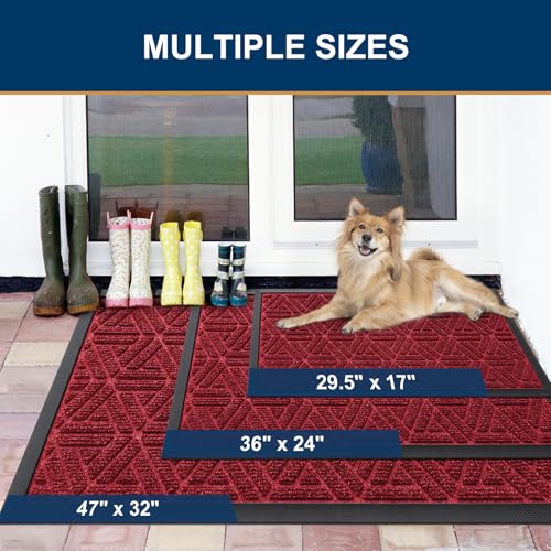 Front Door Mat Outside Entrance (Wine Red / 29.5" X 17")