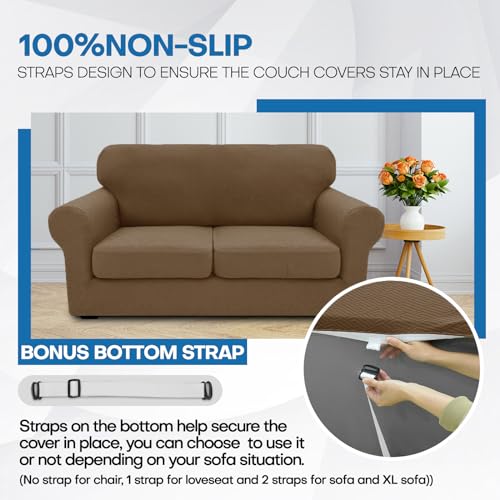 2 Piece Stretch Armchair Sofa Cover (31"-46"(1 Cushion) / Brown)