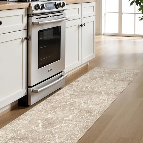 2'6"x8 Washable Runner Rug (Natural Beige / 2'6" x 8' (Runner))