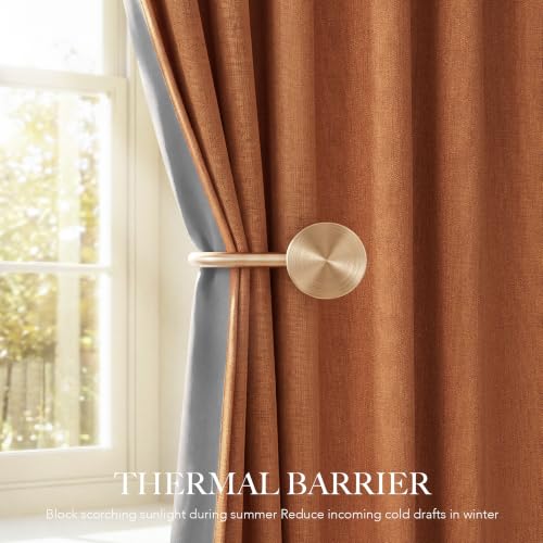 Burnt Orange Total Blackout Curtains 90 Inch Long for Dining (Burnt Orange / 52"W x 90"L (Pack of 2))