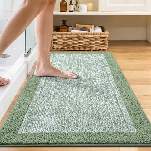 48x24 Long Bathroom Rugs Non Slip Washable (Green / 2' x 4' (Rectangular))