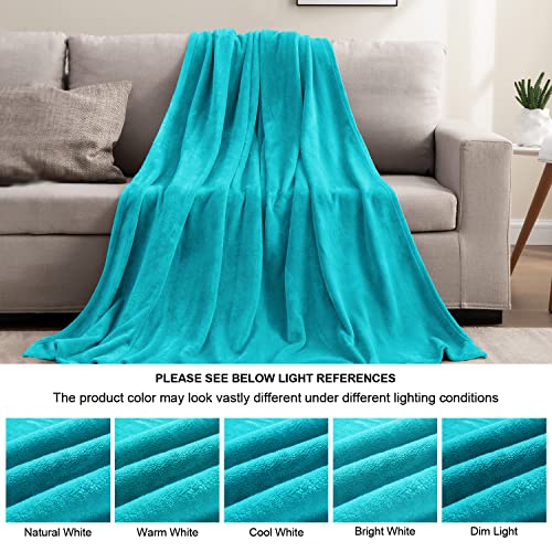 Fleece Blanket Soft Plush King Size Bed Blanket Peacock 108"x90" (Teal / King(108"x90"))