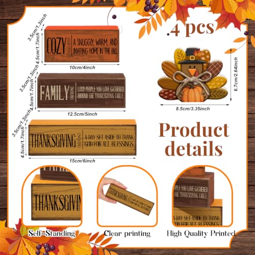 4 Pcs Thanksgiving Turkey Decor for Home Cozy Fall Table Decoration (Cozy Thanksgiving)