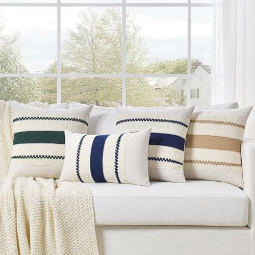 Set of 1 Navy Blue Lumbar Decorative Throw Pillow Covers 12x20 Inch for Couch Bed Sofa Living Room (20" x 12" (Pack of 1) / Navy Blue)