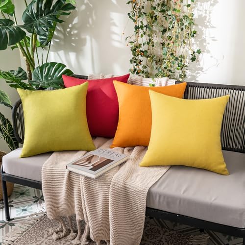 Decorative Outdoor Pillow Covers Fall 18x18 Pumpkin Orange (18" x 18" (Pack of 2) / Pumpkin Orange)