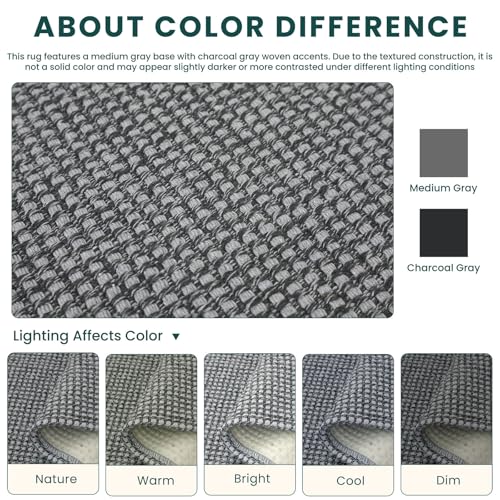 Rugs for Entryway 3x5 ft Washable Area Rug Non Slip Rubber Backed Entry Rug Woven Indoor Door Mat Cotton Kitchen Rugs Floor Carpet for Entryway (Grey/Dark Grey / 3' x 5' (Rectangular))