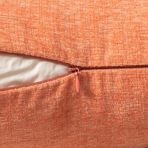 Soft Chenille Throw Pillow Covers Coral Red 20x20 Inch Pack of 2 (20" x 20" (Pack of 2) / Coral Red)