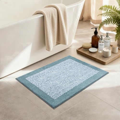 Bathroom Rugs 24x17 Non Slip Washable (Dusty Blue / 1'5" x 2' (Rectangular))