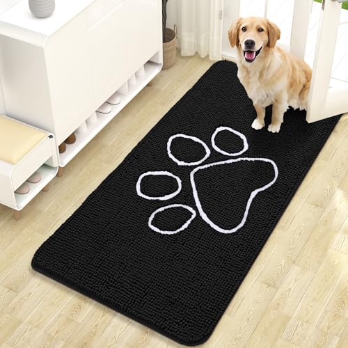 Dog Door Mat for Muddy Paws 47x24 (Black / 47" X 24")