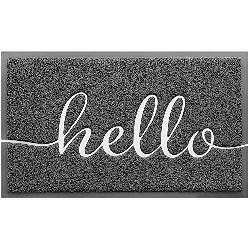 Door Mat Welcome Mat Floor Mat for Entryway (Dark Grey-hello / 2' x 3' (Rectangular))