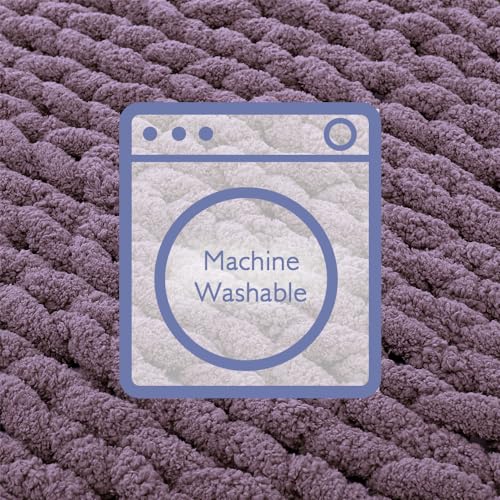 Chunky Knit Throw Blanket for Couch (Winter Grape / 40"x80" (Special Size Throw))