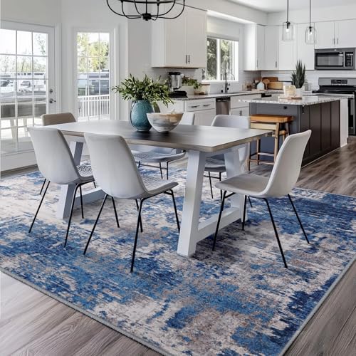 Washable Square 9'x9' Area Rug for Living Room Blue Gray (Blue/Gray / 9' x 9' (Square))