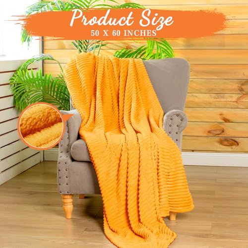 12 Pcs Flannel Throw Blankets Bulk Outdoor Wedding (Mustard Yellow)