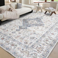 Washable Vintage Area Rug 8x10 for Living Room (Beige Dark Grey Cream / 8' x 10' (Rectangular))
