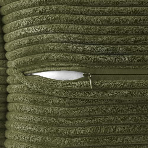 Olive Green Corduroy Lumbar Pillow Covers 12x20 Inch 12x20 Inch with Splicing Set of 2 Soft Boho Pillow Covers Broadside Decorative Textured Summer Pillowcases for Couch Bed Livingroom (Olive Green / 20" x 12" (Pack of 2))