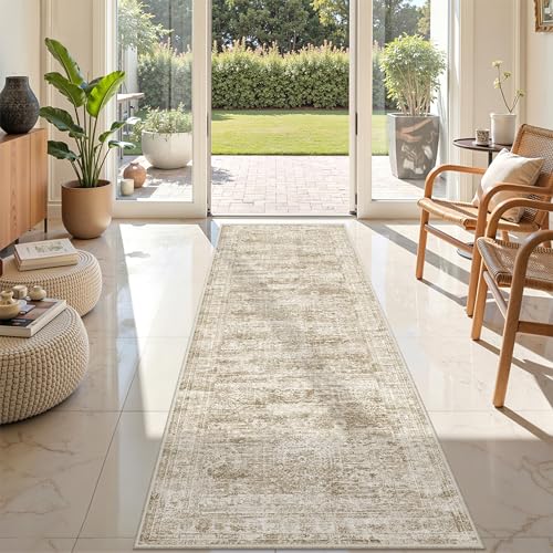 2x7 Runner Rug Non Slip (Brown/Ivory / 2' x 7' (Runner))