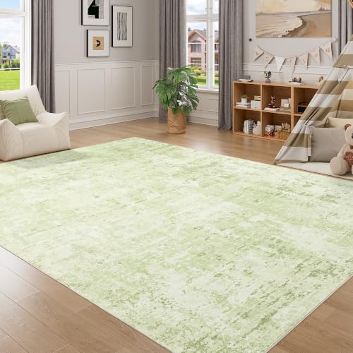 5x7 Area Rug for Living Room Soft Washable Abstract Rug (Green/Ivory / 5' x 7' (Rectangular))