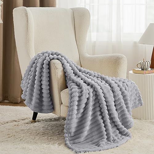 Soft Twin Blanket for Bed Decor Gifts Light Grey 60"x80" (Light Grey / Twin)