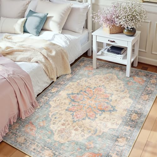 Washable Area Rug (Blue/Orange/Red / 3' x 5' (Rectangular))