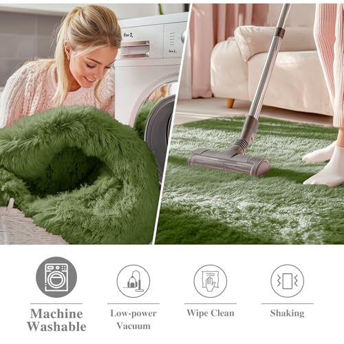 Green Round Rugs for Bedroom (4 Ft Round / Green)