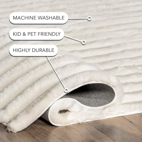 Kai Off White Striped Washable Area Rug (Kai Off White / 5' x 8' (Rectangular))