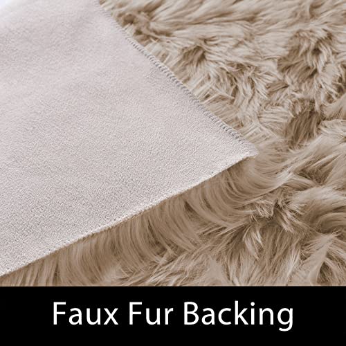 5x8 Area Alfombras para Salas Washable Light Brown Beige Faux Fur Fluffy Shag Fuzzy Rug for Living Room Bedroom Floor Playroom Rugs Carpet Home Decor Rectangle (5' x 8' (Rectangular) / Beige)