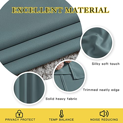 Blackout Greyish Blue Curtains & Drapes for Living Room (Greyish Blue / 37"W x 84"L (Pack of 2))