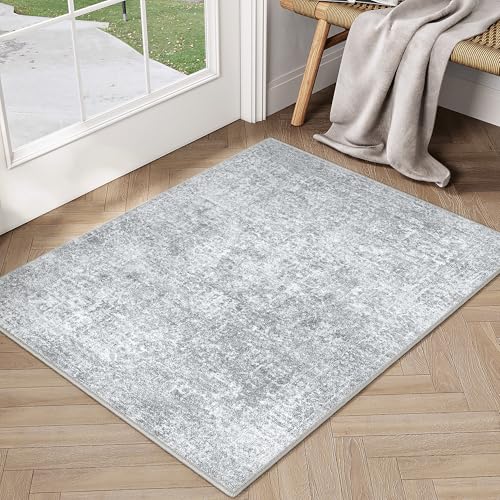 2x3 Entryway Area Rug Vintage Gray Distressed (Distressed Grey / 2' x 3' (Rectangular))
