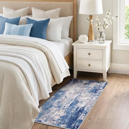 Washable 2'x4' Abstract Area Rug for Living Room Blue Gray (Blue/Gray / 2' x 4' (Rectangular))