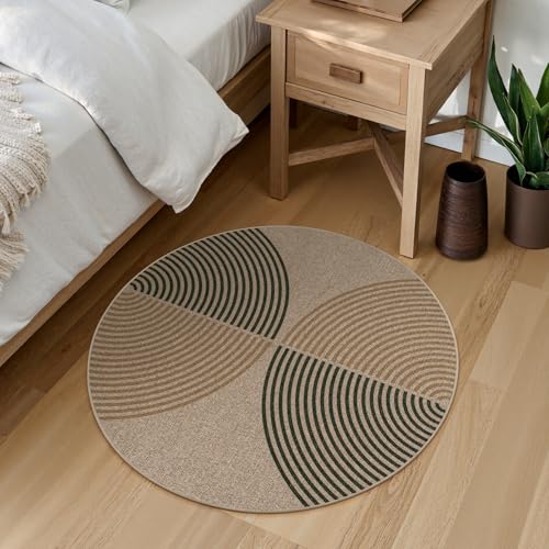 Modern Rainbow Small Round Rug 3ft (3' Round / Nature/Bi-color Rainbow)