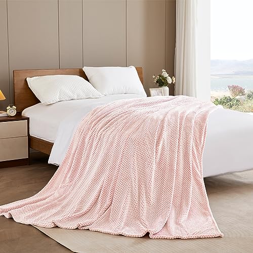 Large Waffle Fleece Throw Blanket for Couch (Heather Pink / 50x70 in)