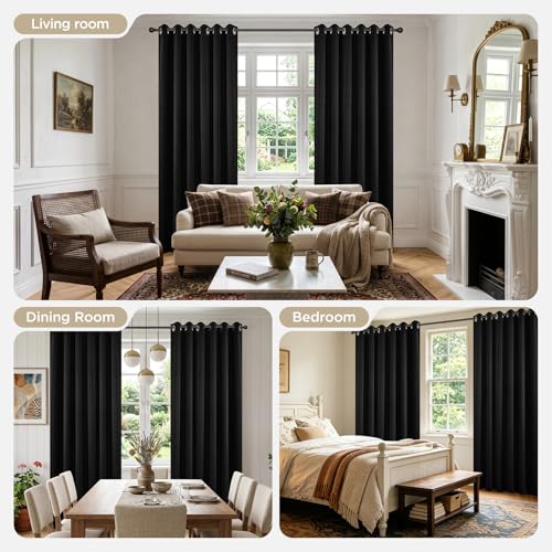 Blackout Curtains for Bedroom (Black / 52"W x 84"L (Pack of 2))