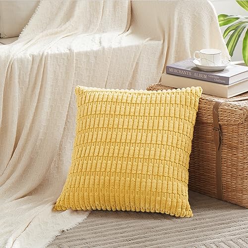 4 Packs Decorative Throw Pillow Covers for Living Room Couch Bed (18" x 18" (Pack of 4) / Yellow)
