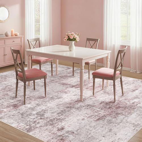 9x12 Washable Area Rug (Pink Grey / 9' x 12' (Rectangular))