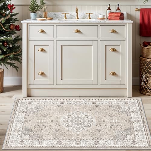 Washable Hallway 3x4 Floor Mats (3x4 / Beige)