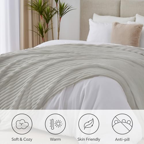 Ribbe Blankets Queen Size for Bed (Light Grey / Queen(90"x90"))
