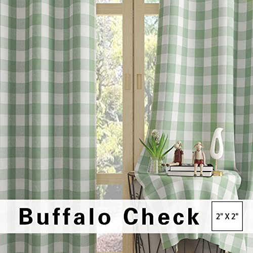 Curtains for Windows Buffalo Check Drapes Plaid Gingham Pattern Rod Pocket Cotton Curtain Panels 92 inch Length Farmhouse Kitchen Curtains 2 Panels Living Room Bedroom Basement Green White 52"x92" (52"W x 92"L (Pack of 2) / Green+white)