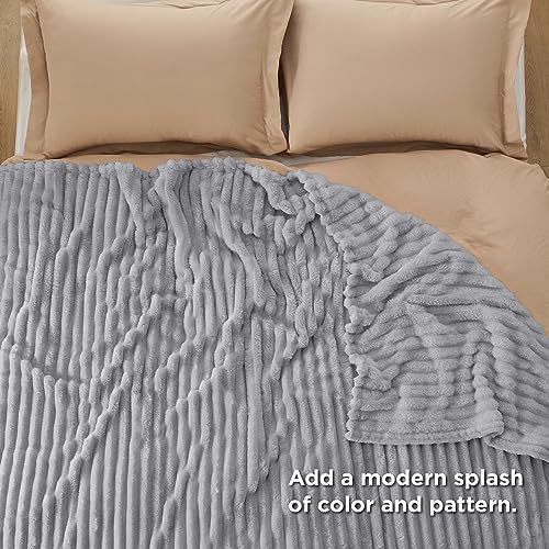 Soft Queen Size Blanket for Bed Light Grey 90"x90" (Light Grey / Queen)