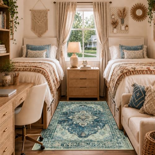 Washable Area Rug (Blue/Vintage Dark Blue / 3' x 5' (Rectangular))