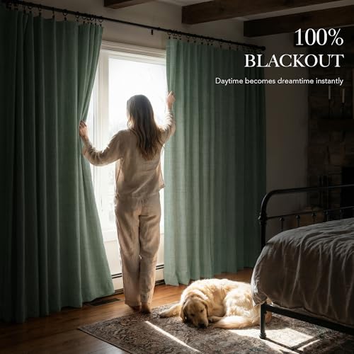 Sage Green 100% Blackout Curtains 96 Inch Long for Bedroom (Sage Green / 52"W x 96"L (Pack of 2))