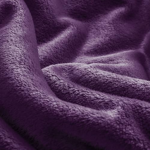 Fleece Blanket Soft Plush Oversized Bed Blanket Purple 120"x120" (Purple / Oversized King(120"x120"))